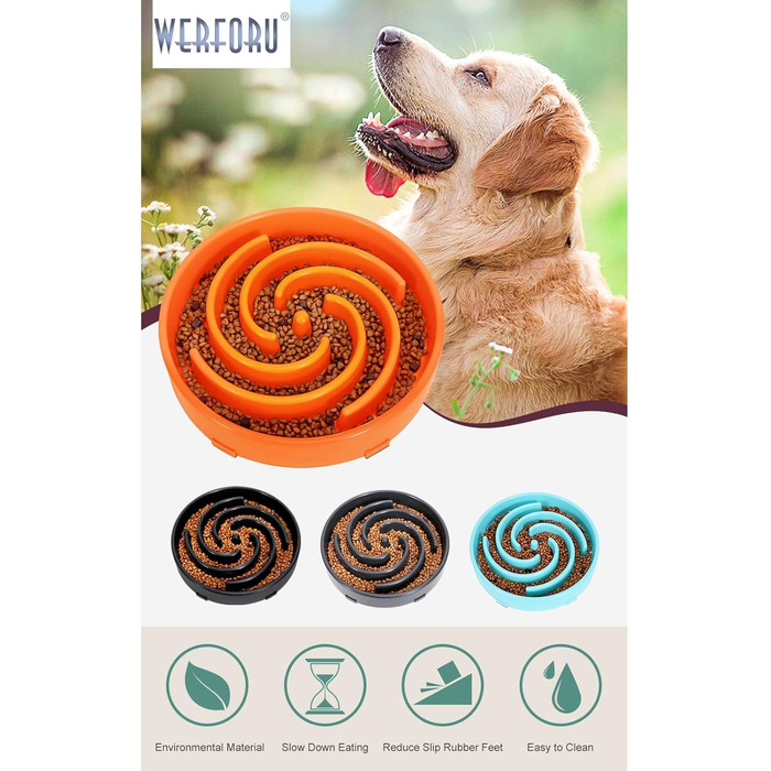 Напувачка для собак Slow Feeder, інтерактивна миска, безпечна та міцна, екологічна (L, помаранчевий)