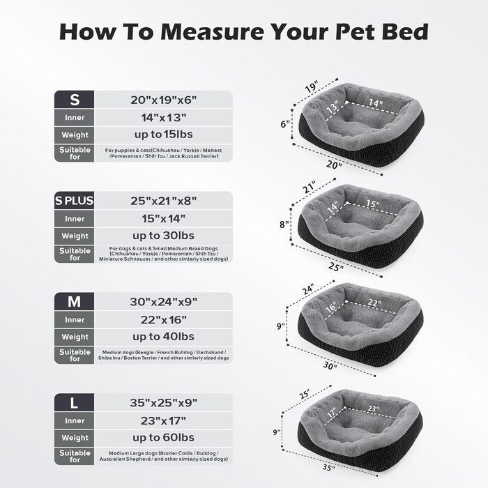 Ортопедичне ліжко для собак Invenco, розмір M, чорне. М'яке, тепле, з неслизьким дном (30x24x9 см)