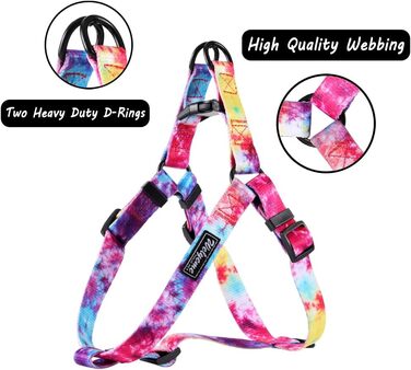 Нашийник та повідець для собак Tie Dye, комплект для малих, середніх і великих порід, райдужний дизайн