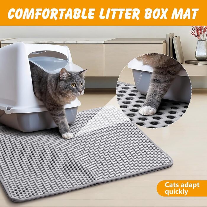 Килимок для котячого туалету Ondware, 117.8 x 66 см, двошаровий, водонепроникний (сірий)