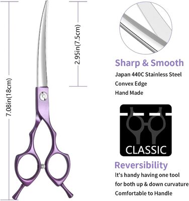 Професійна вигнута ножиця для собак 7 дюймів (440C сталь) - для грумінгу собак та котів