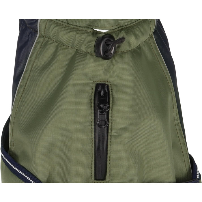 Зимовий теплий накид для собак Flamingo – Eisberg, какі та темно-синій, 40 см, поліестер, дихаючий, водостійкий, з PU-покриттям, з ремінцем на животі, з отвором для шлейки, світловідбиваючий