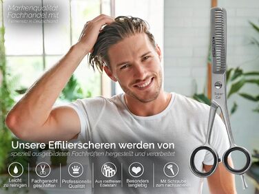 Професійна фризурська ножиці для стрижки та витончення волосся з нержавіючої сталі, 6 дюймів (17.78 см), блакитний колір