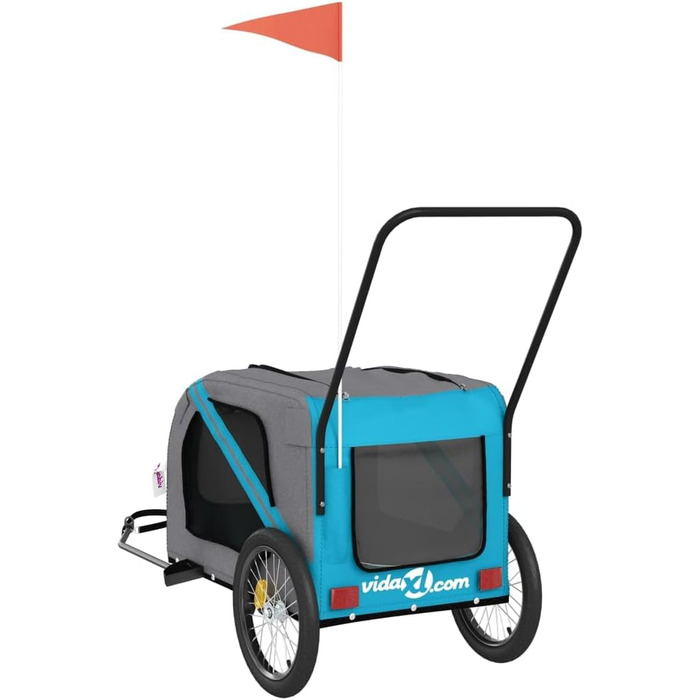 Причіп для тварин на велосипед, Oxford, оксфордська тканина та метал, тип 1, помаранчевий та синій (134 x 68 x 72 см)