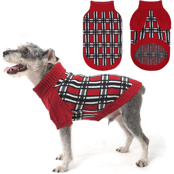 Теплий в'язаний пуловер для собак SCENEREAL з візерунком, м'який пуловер з коміром-горловиною для цуценят, маленьких, середніх та великих собак, котів, для осені та зими, захист від холоду, зелений, розмір Small