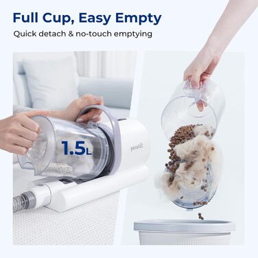 Пилсос для собак та котів Pecute 12000Pa з набором для грумінгу, 1.5л, машинка для стрижки