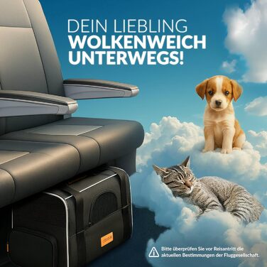 Транспортна переноска для котів CADOCA® до 20 кг, складна, з сонцезахисним дахом, ременем на плече, мискою, дихаюча, комфортна, з обертовим матрацом. Підходить для котів, собак, авто, чорного кольору.