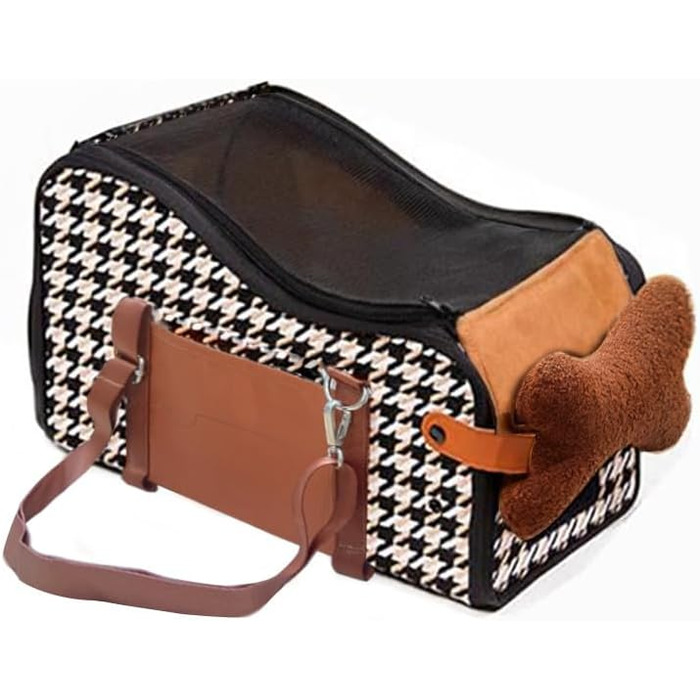 Автокрісло для собак Amoilly, середньорозмірне, з консоллю та підняттям для котів, брудовідштовхувальне, переноска для тварин, з ременями та килимком (Колір: Коричневий, Розмір: M)