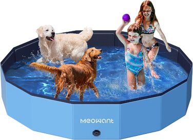 Meowant Складаний басейн для собак, велика ванна для купання з ПВХ, нековзний дитячий і собачий басейн для вулиці, 180x30 см, без насоса