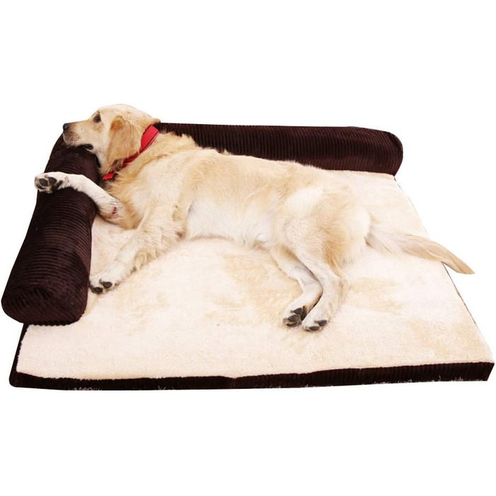 Крісло-ліжко для собак великих та середніх порід GUOCU, 4-х частинний комплект, знімний, миючий, розмір XL (110x95x20 см), колір коричневий