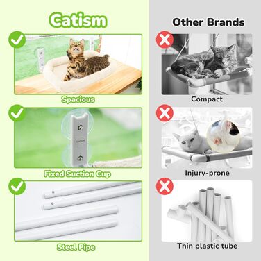 Кішка-гамак CATISM для вікна з подушкою, 52x30 см, до 20 кг, бежевий