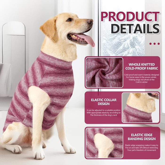 Тепла зимова жилетка для великих собак, флісова жилетка, тепла на осінь та зиму, жилетка-сорочка, розмір M, червоні смуги. Еластична, для дому та відпочинку.