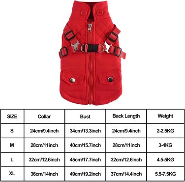 Зимова куртка для собак Huiba: тепла, водонепроникна та вітронепроникна, червона, XL