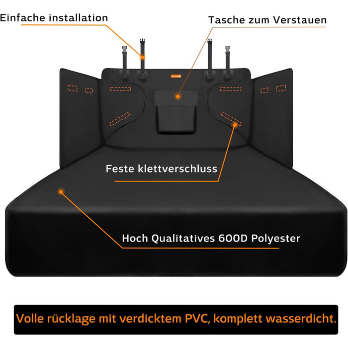 Захисна килимок у багажник для собак Lydonberg, універсальний, неслизький, водонепроникний, для заднього сидіння, міцний, можна прати, для подорожей в авто, вантажівці, SUV (чорний)