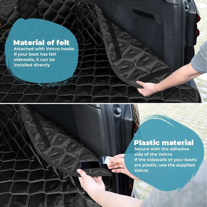 Захист для багажника авто: килимок для собак KYG, водовідштовхувальний, антикіготкові бортики, 215x110 см, чорний