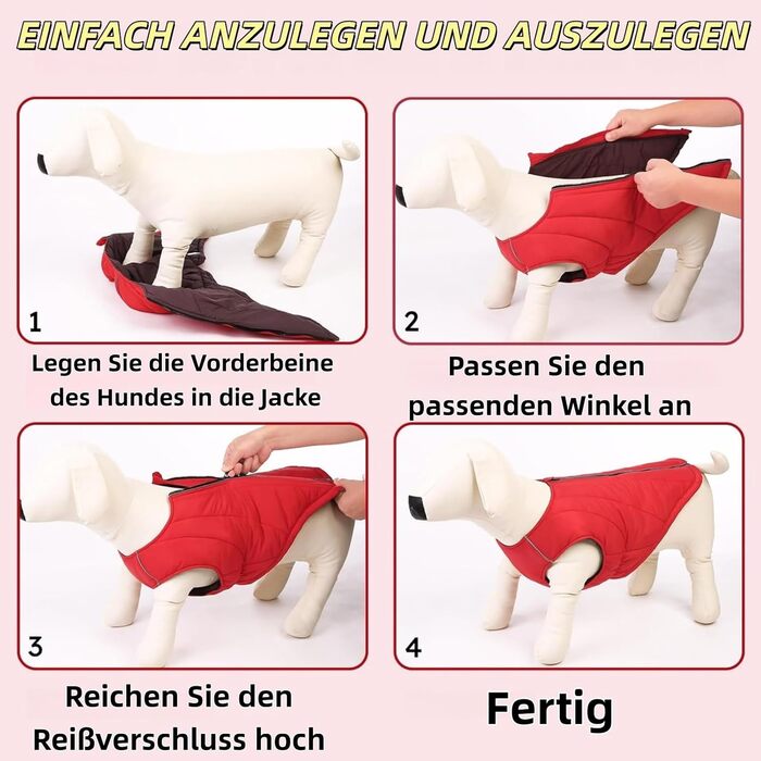 Водонепроникний зимовий одяг для собак Emmalove - тепла жилетка з флісу (червоний, M)