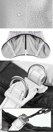 Зимова жилетка для собак Gepolsterte Hundejacke з металевою застібкою для повідка, водонепроникна куртка з наповнювачем для великих собак (чорний, 2XL для 12-15 кг)