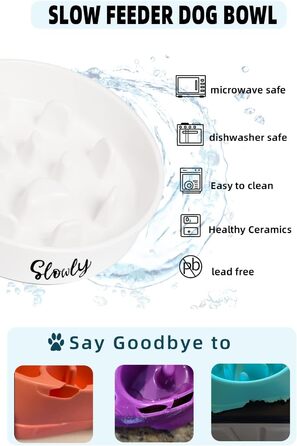 Керамічна миска для собак Slow Feeder, біла, для малих і середніх порід