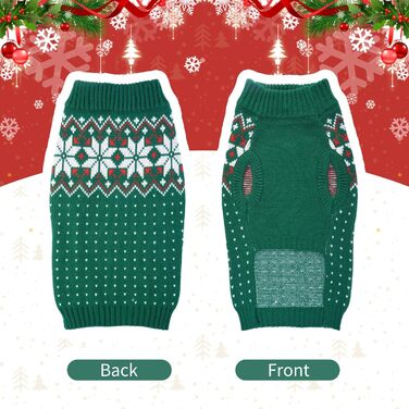 Пуловер для собак KATZINST, теплий флісовий пуловер для маленьких собак, святковий новорічний пуловер, для Французького бульдога, такси, чихуахуа, йоркширського тер'єра, зелений, XS