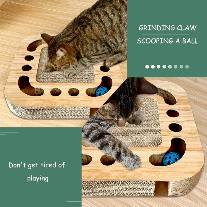 Кігтеточка для котів AUSYIWI з гофрокартону, 33x33x5,5 см - велика та маленька, з аксесуарами та іграшками