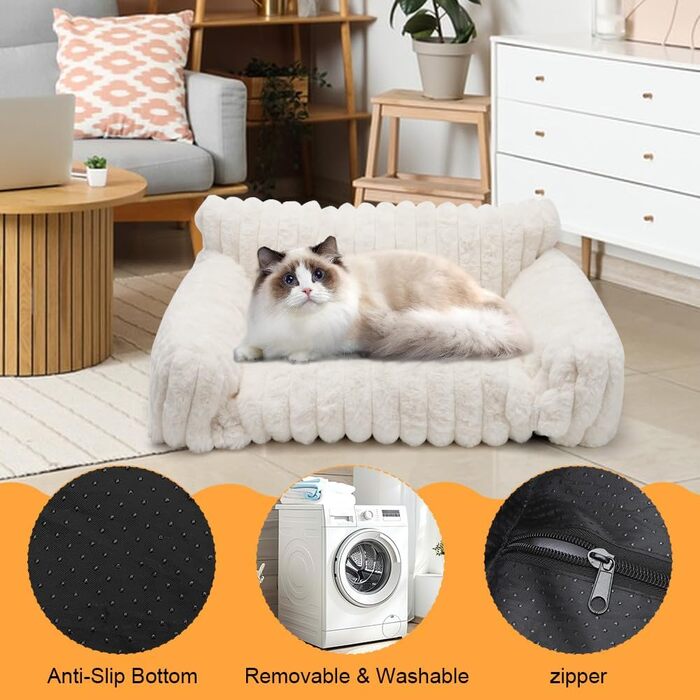 Миска-ліжко для собак і котів LOMUG 60x45x20 см, бежева. Зручне, миється, з ортопедичним ефектом, з високим бортиком. Підходить для маленьких собак та котів.