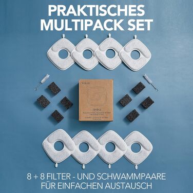 Фонтан-поїлка для котів Veken з нержавіючої сталі, 3.2 л, сріблястий (комплект: 8 фільтрів та 8 губок)