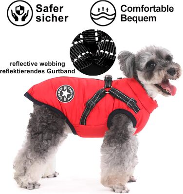 Теплий зимовий одяг для собак Aywoja, водонепроникний, з нашийником, для маленьких собак, червоний (25)