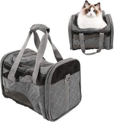Транспортна переноска для тварин: собак, котів, цуценят (складні, дихаючі, сірі)