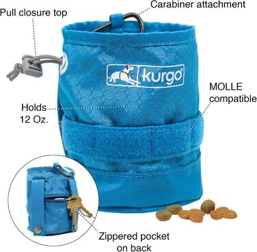 Фляга для собак Kurgo RSG, знімний кишеню, сумісна з MOLLE, кріплення для службового нашийника, синій, універсальний розмір (сумка для ласощів)