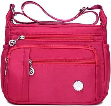 Жіноча сумка-тоут на плече з нейлону Zjsjm1106_b - чорний/рожевий (великий об'єм, водонепроникна)