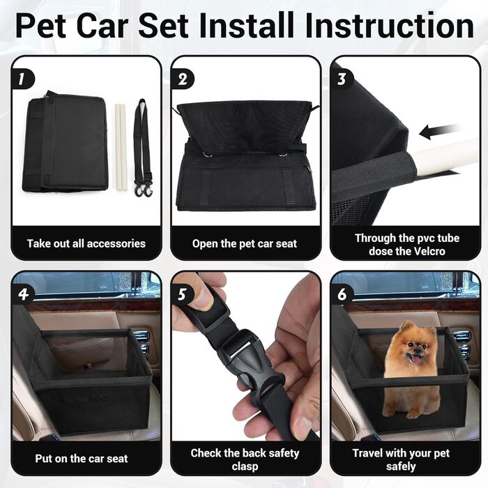 Автомобільний сидіння для собак - чорний, з Oxford тканини, дихаючий, знімне, для собак маленьких та середніх порід