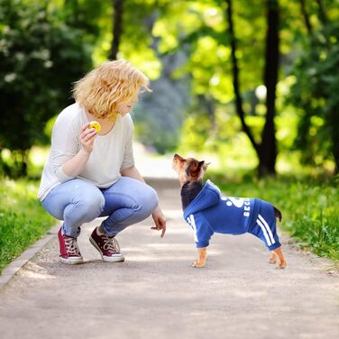 Теплий пуловер для собак на осінь-зиму: м'яка флісова куртка для чихуахуа, тедді та інших маленьких та середніх порід. Бавовняний костюм для собак та котів (L, темно-синій)