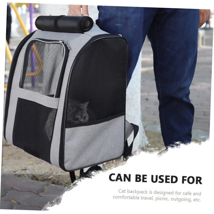 Рюкзак-переноска для котів Garvalon з дихаючого Оксфорду, великої місткості, практичний, для транспортування котів та маленьких домашніх тварин, з боковими кишенями, зручний та міцний для подорожей