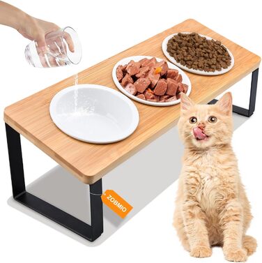 Набір мисок для котів ZOBMIO (3 шт.) з нахилом 15°, 12.5 см, 200 мл, з підставкою з силікону, придатні для миття в посудомийній машині, для котів та маленьких собак