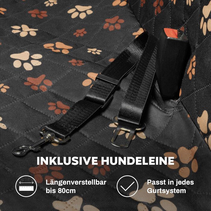 Захист для заднього сидіння автомобіля для собак від Hainberger: водовідштовхувальний, стійкий до подряпин, з боковими захистами та оглядовим вікном, 4-в-1, 137x147 см (з малюнком)