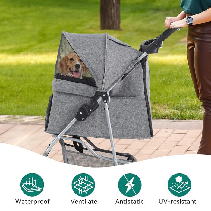 Візок для собак YITAHOME - переноска для тварин до 15 кг, сірий