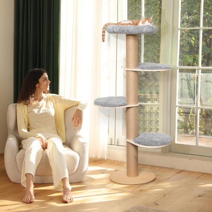 Дім-кіготник для котів FUKUMARU, 5 поверхів, з м'яким ліжком, сірий