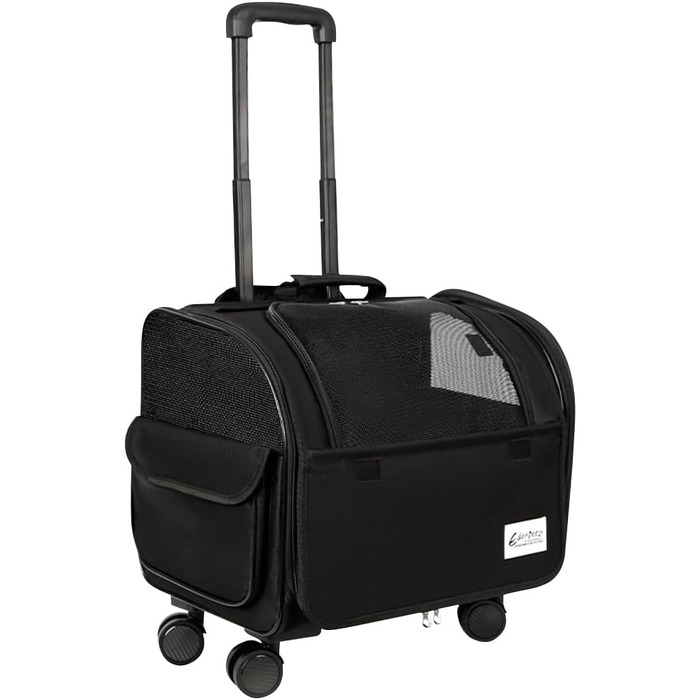 Чемодан для собак та котів Galatée з колесами, переноска для тварин, схвалена авіакомпаніями, дитяча коляска для домашніх улюбленців (чорний)