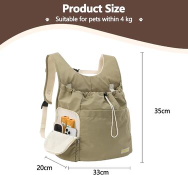 Рюкзак-переноска для собак Galatée, зелений, для подорожей та кемпінгу