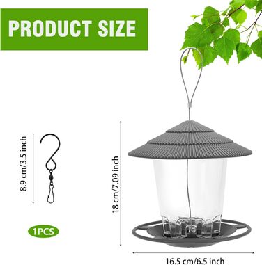 Годівниця для птахів вологостійка – годівниця для підвішування з гачком, прозора годівниця для балкона та саду, годівниця для диких птахів