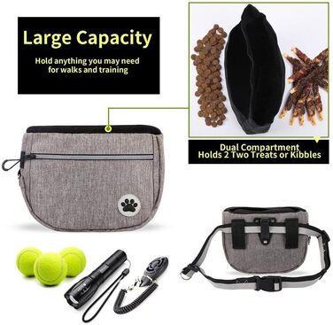 Сумка для собак Lpitoy, сумка для дресирування собак, сумка для прогулянок з собакою на пояс, для цуценят та собак, сіра