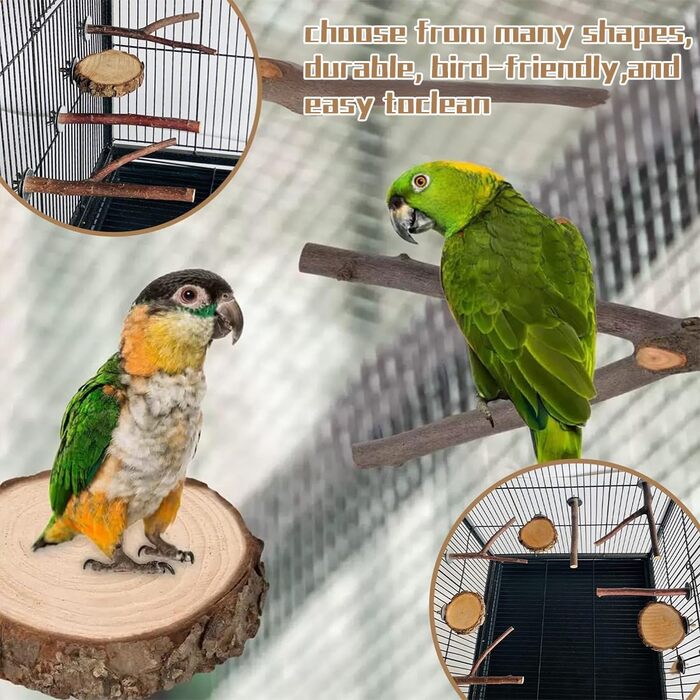 Набір аксесуарів для пташника: 8 дерев'яних жердовок для хвилястих попугайчиків та інших птахів