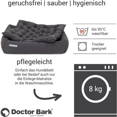 Ортопедичне ліжко для собак Doctor Bark - великі породи, XL (100x90 см), сірий колір, миється до 95°C, гігієнічне