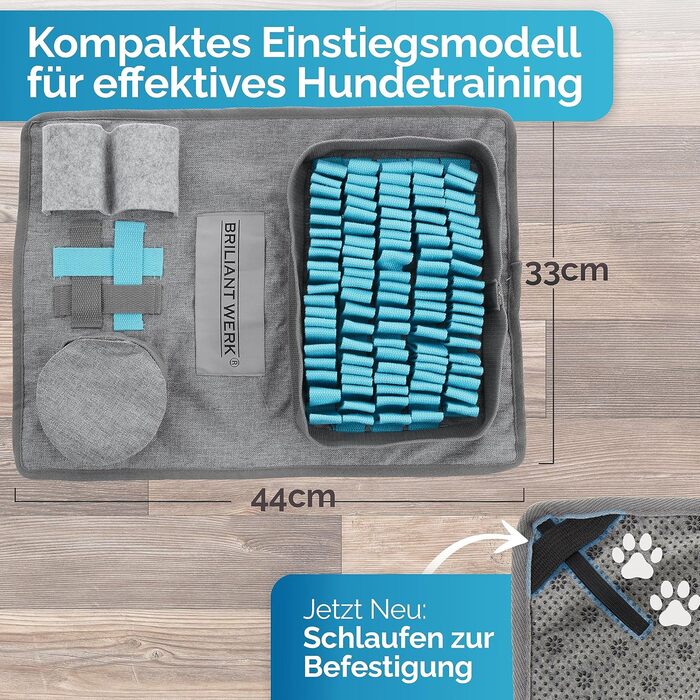 Килимок-іграшка для собак - міцний матеріал, 5 елементів для тренування, 3 рівні складності, інтелектуальна іграшка для собак будь-якого розміру (Блакитний)