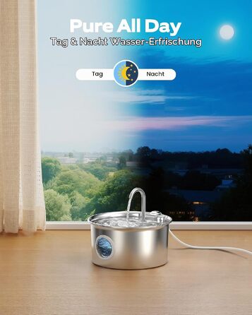 Фонтан-поїлка для котів із нержавіючої сталі 2.6 л, набір з 8 фільтрами та 8 губками