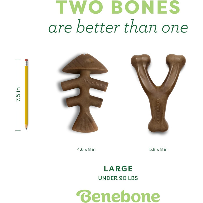 Іграшки-гризуни для собак Benebone, 2 шт, незламні, смак лосося та бекону, для великих порід, виготовлені у США