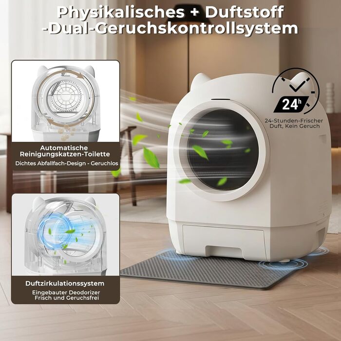 Автоматичний лоток для котів Devoko Katzenklo XXL з самоочищенням, радіокеруванням, великим об'ємом 90л, для кількох котів, антибактеріальний, без запаху