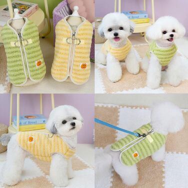 Теплий флісовий пуловер для собак Zunea, зимовий одяг для цуценят, куртка з D-поточкою, для чихуахуа, йоркширського тер'єра, XS/S, зелений