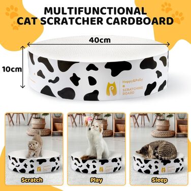 Кігтеточка Happy&Polly для котів: кругла, двостороння, з якісної картонної основи, 40x40x10 см