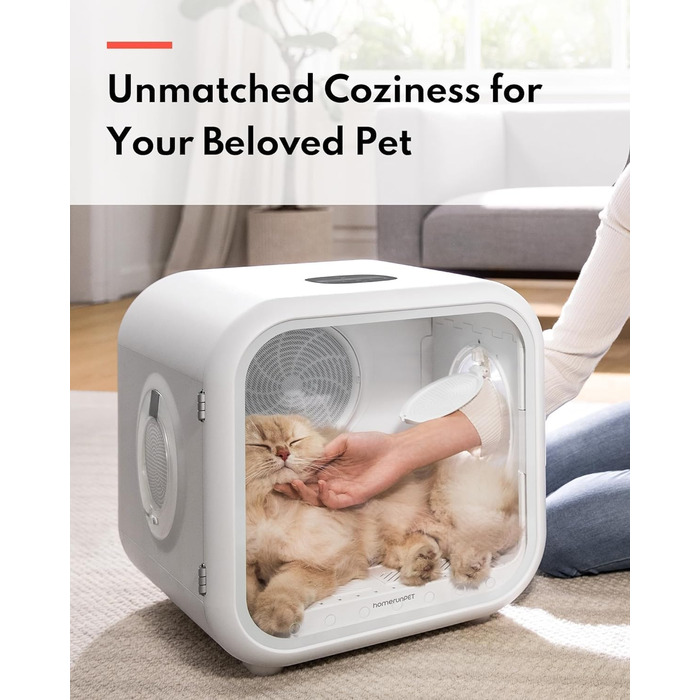 Haustiertrockner HomeRunPet Drybo Plus: Безшумний, автоматичний фен для собак та котів (50л, білий)